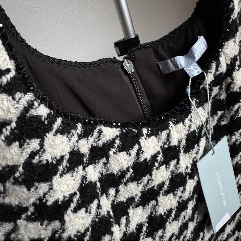 NWT Antonio Melani Macy Wool Blend Houndstooth Square Nec Sheath Dress Sz 6 - Picture 8 of 12